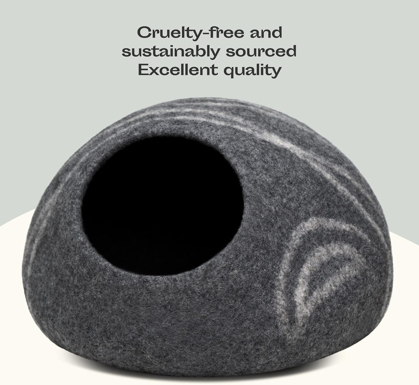 Cat Cave - Merino Wool Bed for Indoor Cats (Dark Gray, Medium)