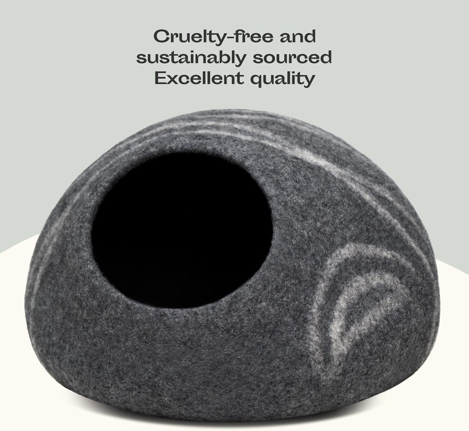 Cat Cave - Merino Wool Bed for Indoor Cats (Dark Gray, Medium)