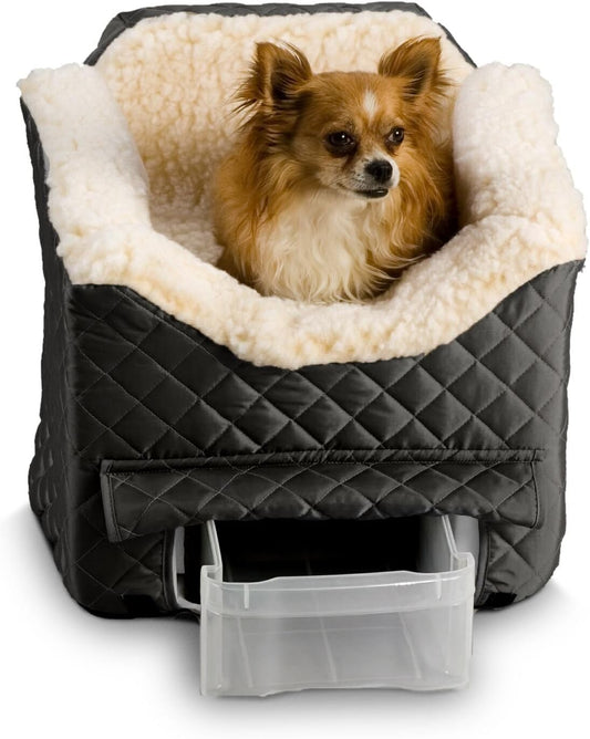 Dog Car Seat for Dogs up to 18Lbs, Lookout II, Black Quilted (S)