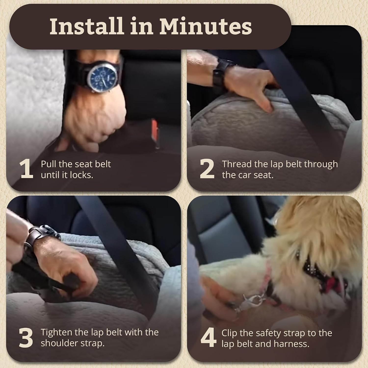 Dog Car Seat for Dogs up to 18Lbs, Lookout II, Black Quilted (S)