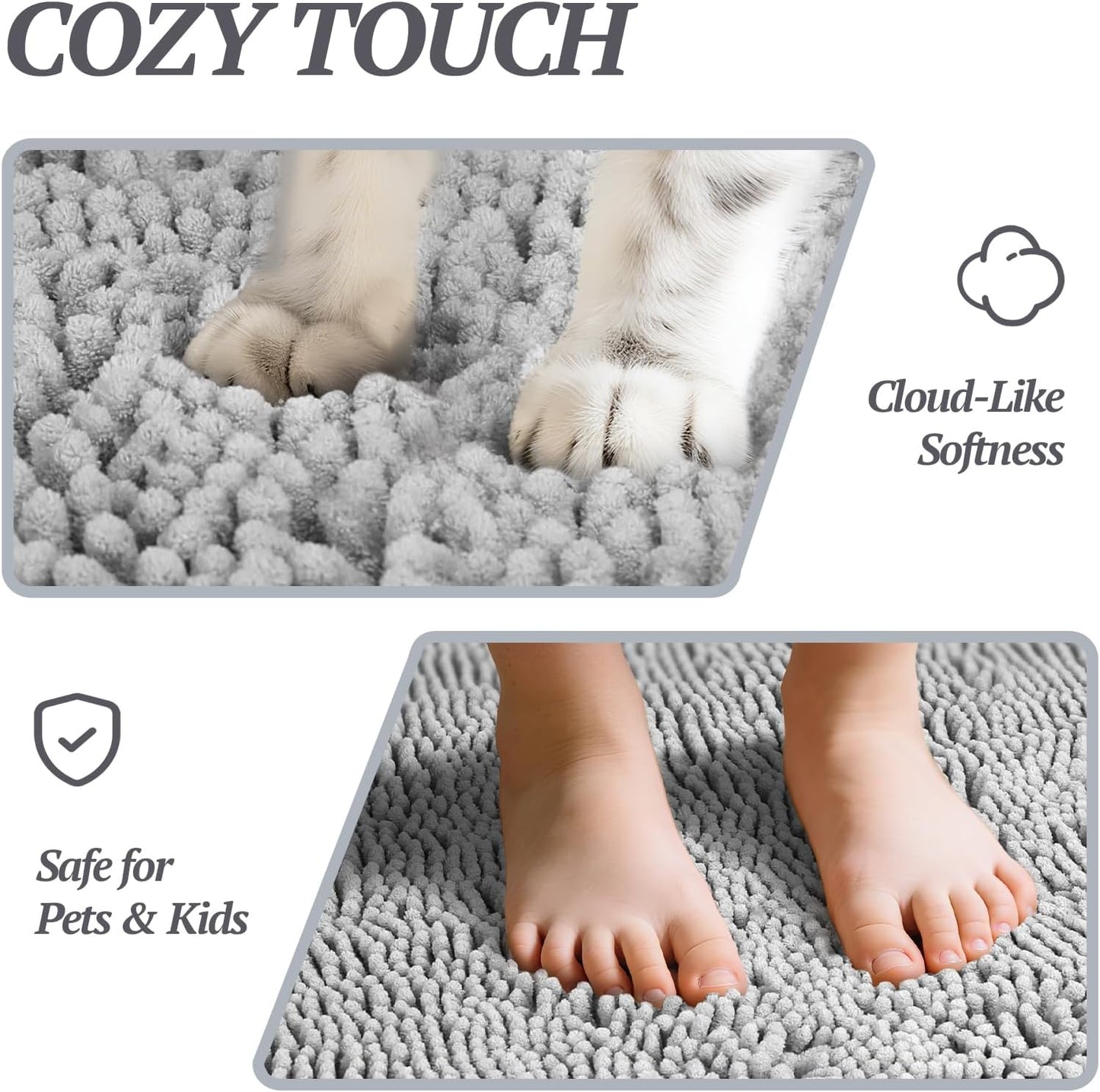 Dog Door Mat Absorpmax Dog Mat for Muddy Paw, 35 × 25", Grey